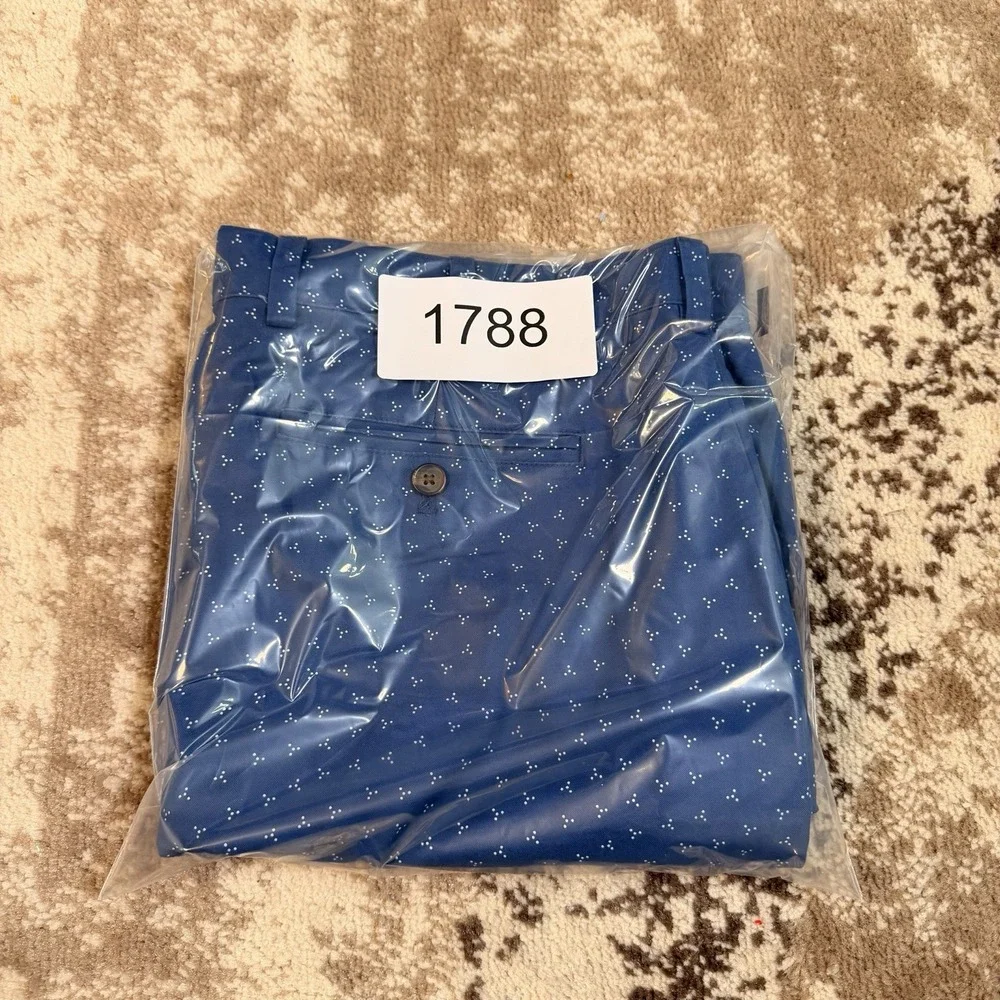 Brooks Brothers Red Fleece Shorts Mens Khakis 36 Blue Geometric Golf AOP